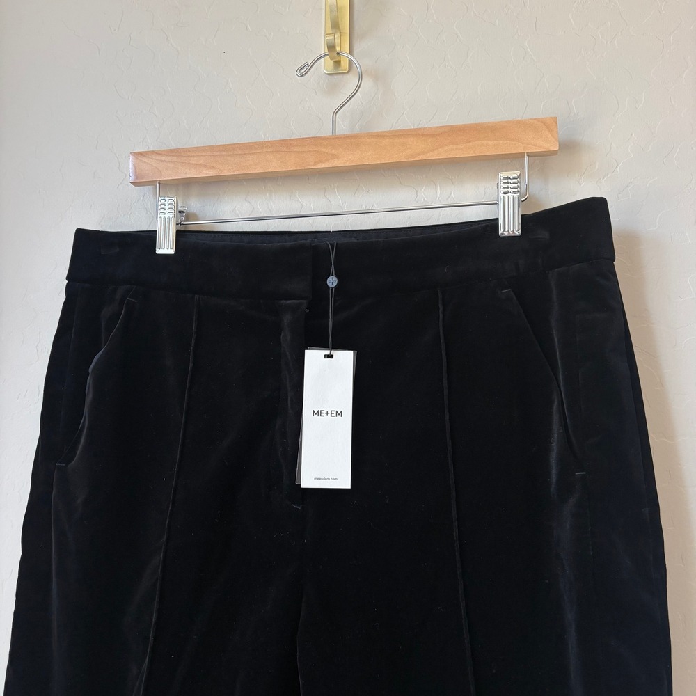 NWT ME+EM Trousers Italian Velvet Slim Crop Trouser Pants Black Size 10 - Picture 4 of 10